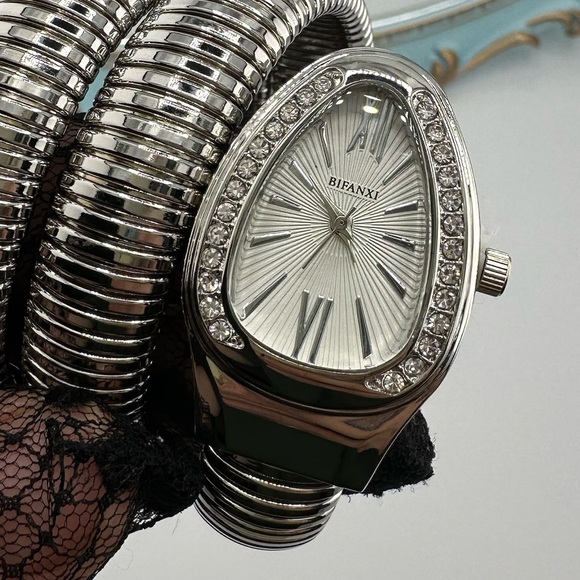 Luxury Serpenti Elegant Silver Wrap Women's Watch - Picture 4 of 11